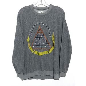 UNIF Crest Pyramid Triangle Sweatshirt Mens XS All Seeing Eye Embroidered Logo